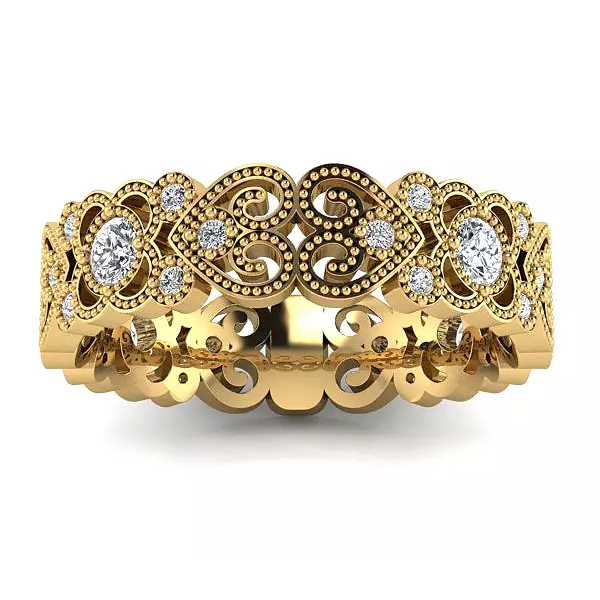 Wzorzyste piękno – Pierścionek Diamond Sky z żółtego złota z brylantami
