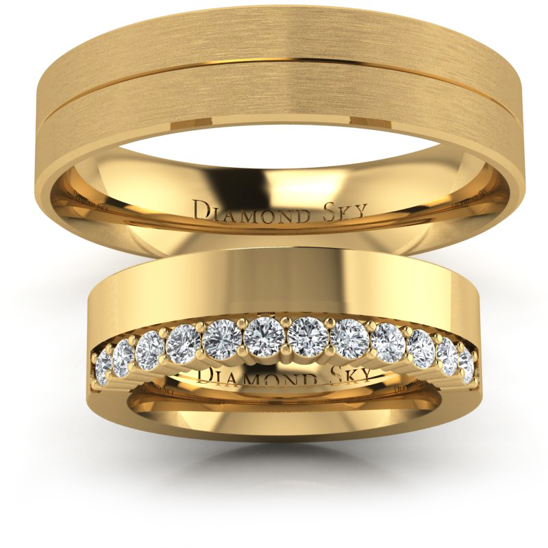 Ślubny blask – Obrączki ślubne z żółtego złota z diamentami, Diamond Sky_2