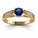 Nowoczesna elegancja - Pierścionek zaręczynowy dwukolorowy z szafirem i diamentami