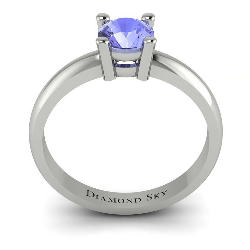 Pierścionek zaręczynowy Diamond Sky, białe złoto, tanzanit Szykowny minimalizm_3