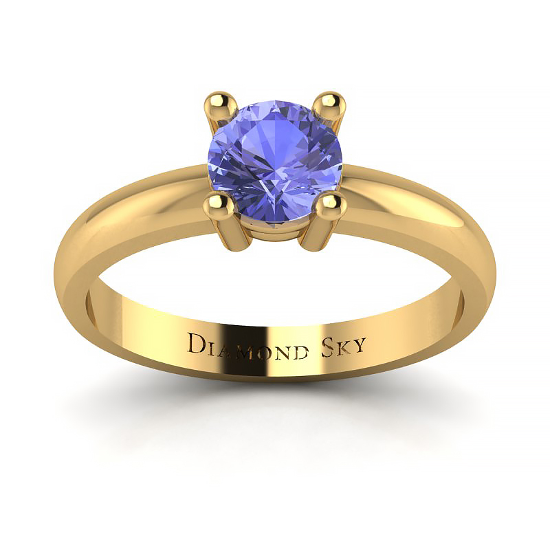 Pierścionek zaręczynowy Diamond Sky, żółte złoto, tanzanit Szykowny minimalizm
