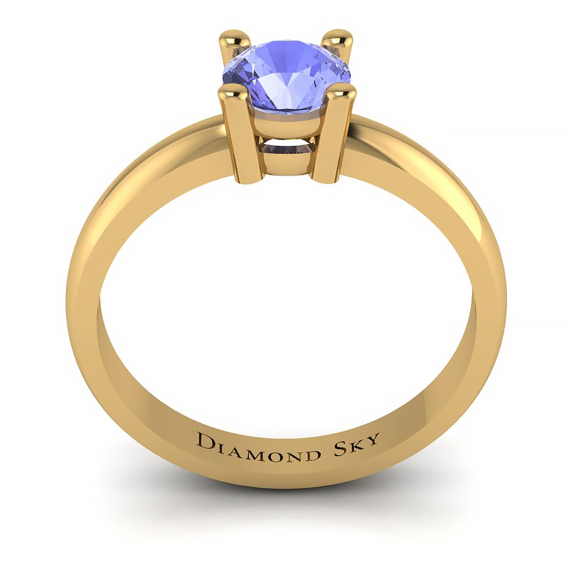 Pierścionek zaręczynowy Diamond Sky, żółte złoto, tanzanit Szykowny minimalizm_3