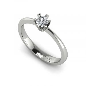 Ekskluzywny minimalizm - Pierścionek zaręczynowy z białego złota z diamentem