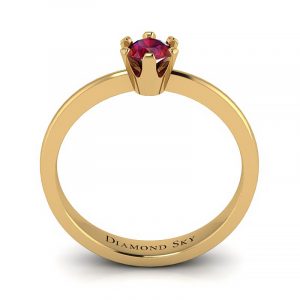 Ekskluzywny minimalizm - Pierścionek zaręczynowy z żółtego złota z rubinem