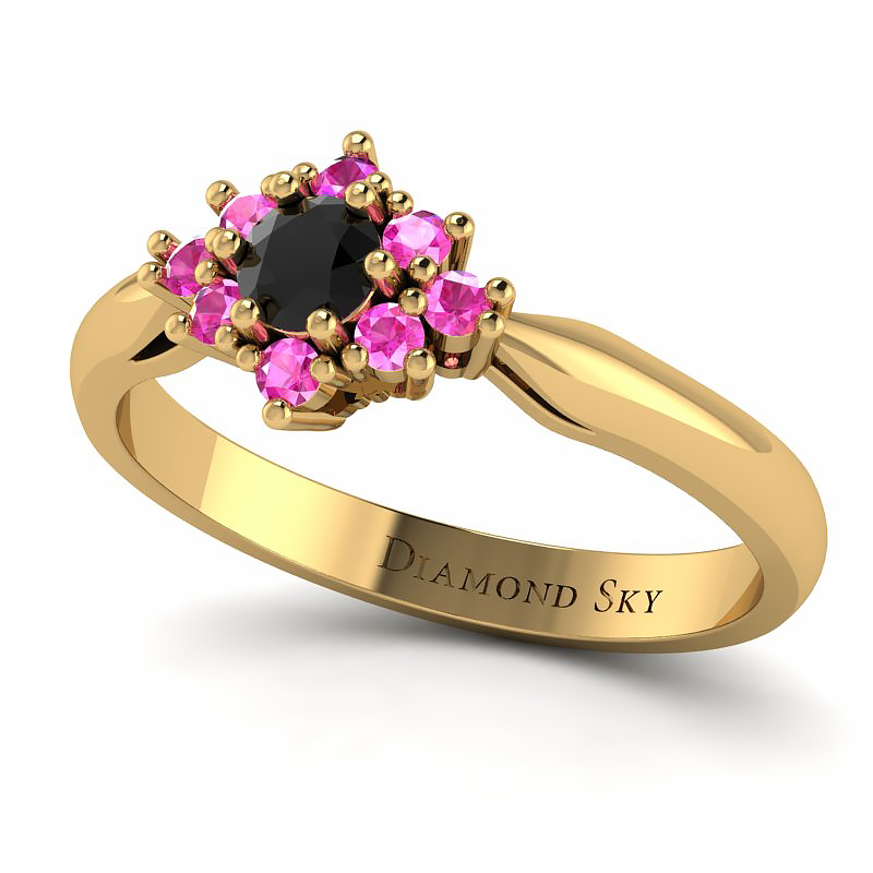 pierścionek-z-żółtego-złota-z-czarnym-diamentem-i-różowymi-szafirami-n179zczdrsz