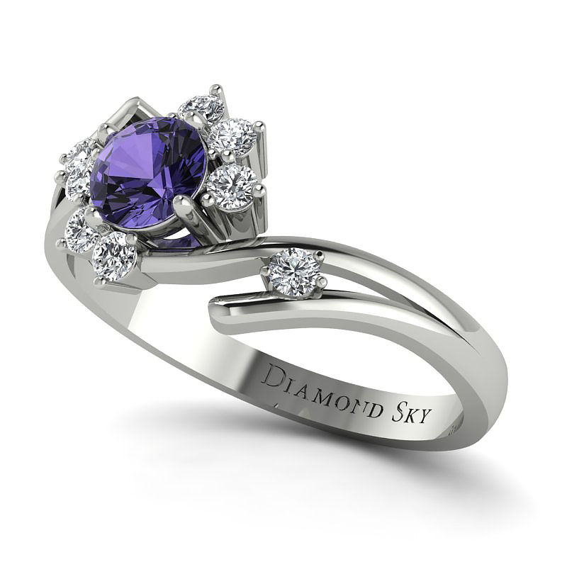 Pierścionek-zaręczynowy-z-białego-złota-z-fioletowym-szafirem-i-diamentami-Kwiat-piękna-2