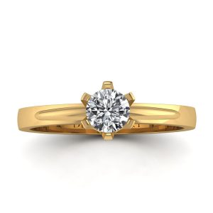 Dyskretna elegancja - Pierścionek z żółtego złota próby 585 z diamentem