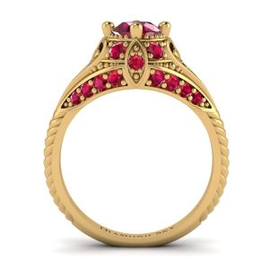 Diamentowy sen – Pierścionek z żółtego złota z rubinami