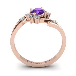 Kwiat piękna - Pierścionek zaręczynowy Diamond Sky z różowego złota z ametystem oraz diamentami