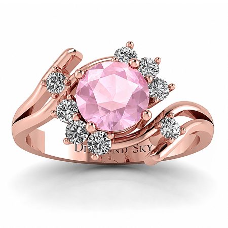 Kwiat piękna - Pierścionek zaręczynowy Diamond Sky z różowego złota z różowym szafirem oraz diamentami Si1/H