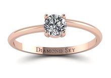 Fala blasku - Pierścionek zaręczynowy z różowego złota z diamentem