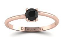 Fala blasku - Pierścionek zaręczynowy z różowego złota z czarnym diamentem