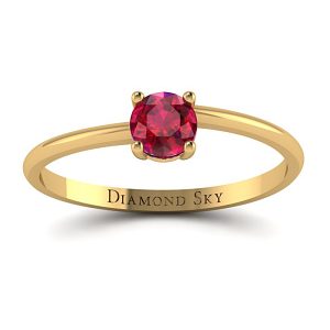 Fala blasku – Pierścionek zaręczynowy z żółtego złota z rubinem