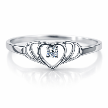 Szept serca - Pierścionek zaręczynowy z białego złota z diamentem
