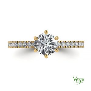 Brylantowy minimalizm – pierścionek zaręczynowy, żółte złoto z diamentami syntetycznymi