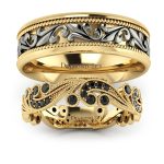 komplet-obraczek-diamond-sky-zolte-i-czarne-zloto-fantazja-ornamentu-
