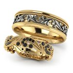 komplet-obraczek-diamond-sky-zolte-i-czarne-zloto-fantazja-ornamentu-