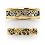 komplet-obraczek-diamond-sky-zolte-i-czarne-zloto-fantazja-ornamentu-