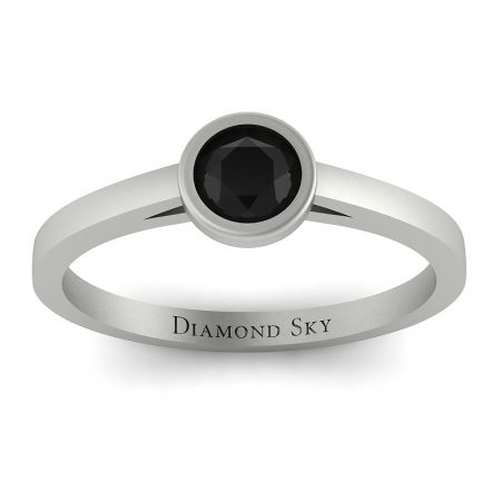Współczesny minimalizm - Pierścionek Diamond Sky, białe złoto, czarny brylant