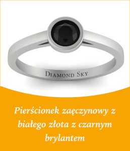 baner zareczynowy białe złoto czarny diament