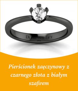 baner zaręczynowy czarny szafir