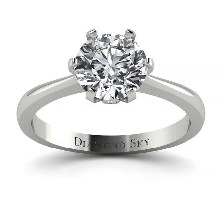 Szlachetny urok - Klasyczny pierścionek z białego złota z diamentem 1.00ct