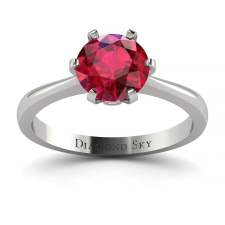 Szlachetny urok - Klasyczny pierścionek z białego złota z rubinem 1.00ct