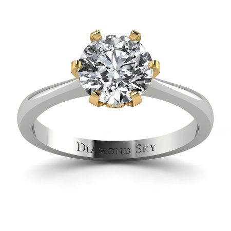 Szlachetny urok - Klasyczny pierścionek z białego i żółtego złota z diamentem 1.00ct