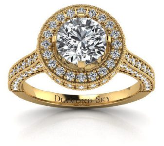 Jej wysokość - Pierścionek zaręczynowy Diamond Sky z żółtego złota z brylantami