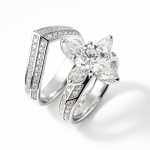 Diamentowa gwiazda - Pierścionek z białego złota z diamentami