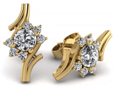 Kolczyki Kwitnące Piękno z żółtego złota z rubinami