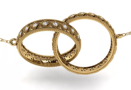 Komplet zawieszek z żółtego złota z białymi szafirami