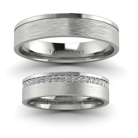 Blask miłości - Obrączki ślubne z białego złota z diamentami