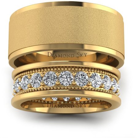 Piękno klasyki - Obrączki ślubne z żółtego złota z diamentami - mat