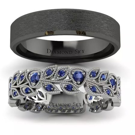 Naturalne piękno - Obrączki ślubne z czarnego i białego złota z szafirami