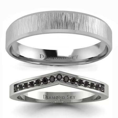 Dopasowani - Obrączki ślubne z białego złota z czarnymi z brylantami