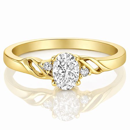 Złota Aura - Pierścionek zaręczynowy, żółte złoto, diamenty