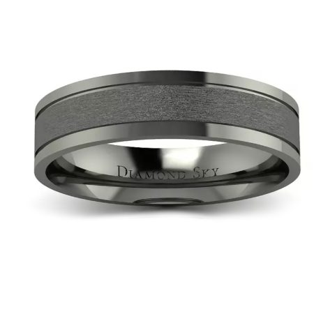 Klasyka w czerni - Płaska obrączka ślubna z czarnego złota 5 mm