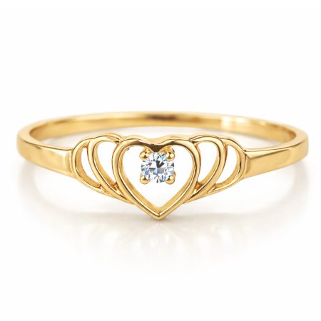 Szept serca - Pierścionek zaręczynowy z żółtego złota z diamentem