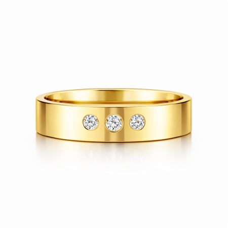 Piękno minimalizmu - Obrączka wykonana z żółtego złota z brylantami