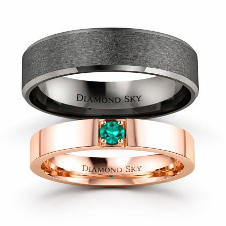 Klasyka w czerni - Płaskie obrączki z czarnego i różowego złota 4mm, 6mm