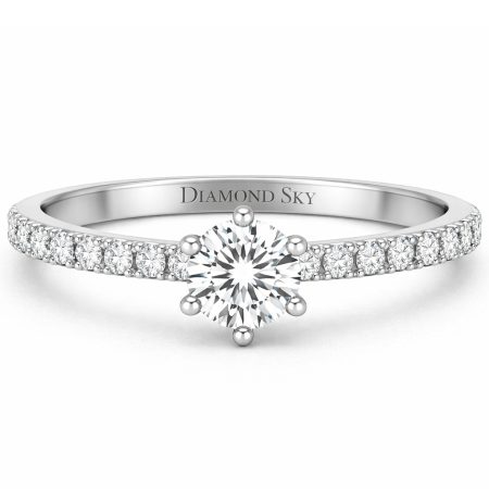 Lśniąca linia - Pierścionek zaręczynowy wykonany z białego złota z diamentem 0.40 ct