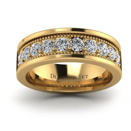 Piękno Klasyki- Obrączka ślubna Diamond Sky, żółte złoto, diamenty Si1