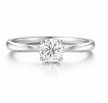 Rzeźbiona Klasyka - Pierścionek z białego złota z diamentami