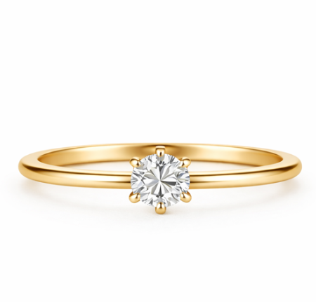 Cicha iskra - Pierścionek zaręczynowy, żółte złoto, 585