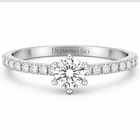 Lśniąca linia - Pierścionek zaręczynowy wykonany z białego złota z diamentem 0.40 ct