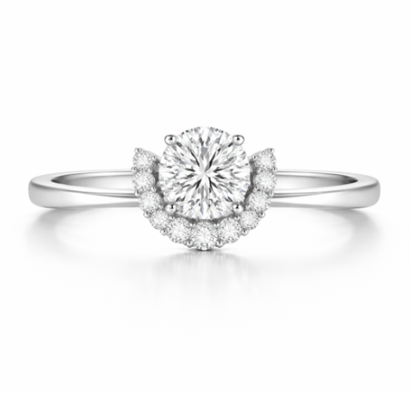 Księżycowa Korona - Pierścionek z białego złota z diamentami