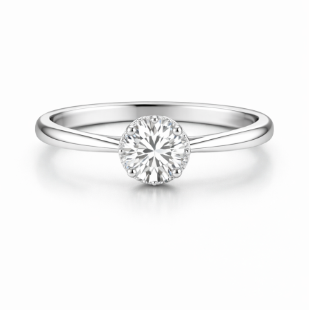 Halo light - Pierścionek z białego złota z diamentami