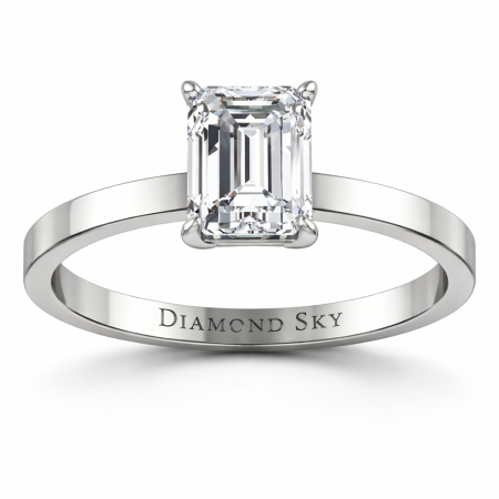 The Magic Of Love - Pierścionek zaręczynowy z platyny z diamentem o szlifie szmaragdowym