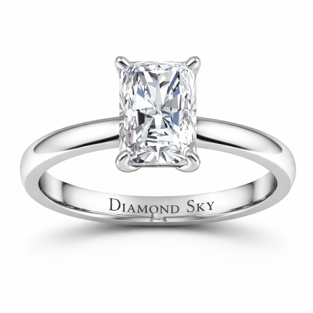 The Magic Of Love - Pierścionek zaręczynowy z platyny z diamentem o szlifie szmaragdowym